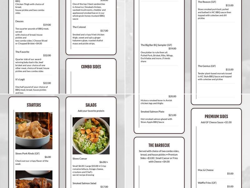 Slows Bar BQ Menu
