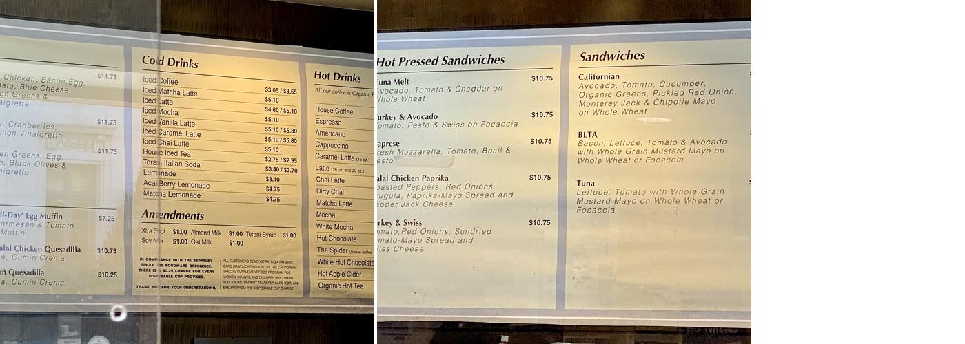 Free Speech Movement Cafe Menu