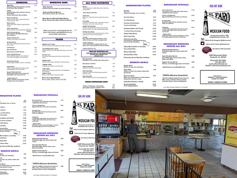 El Faro Méxican Foods Menu