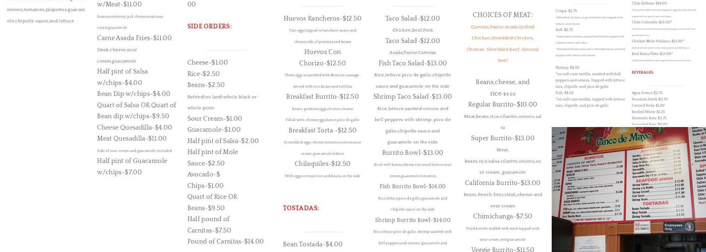 Cinco De Mayo Menu