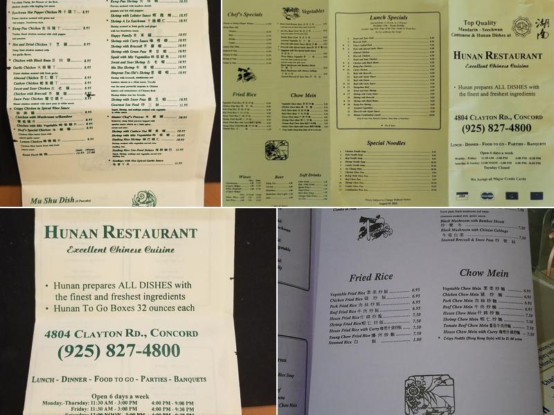 Hunan Restaurant Menu