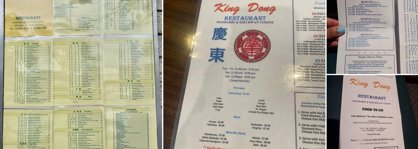 King Dong Restaurant Menu