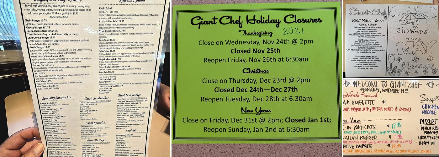 Giant Chef Menu