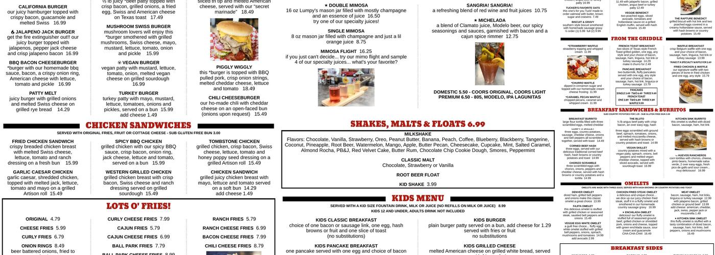 Lumpy's Diner PITTSBURG Menu