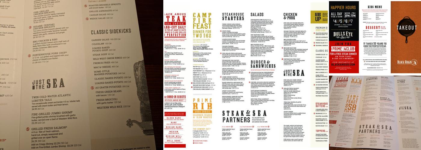 Black Angus Steakhouse Menu