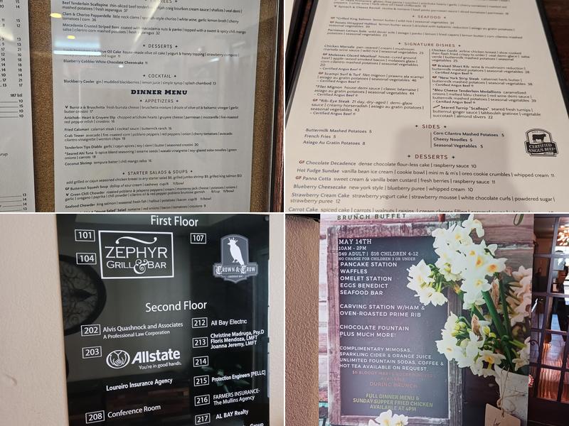 Zephyr Grill & Bar Menu