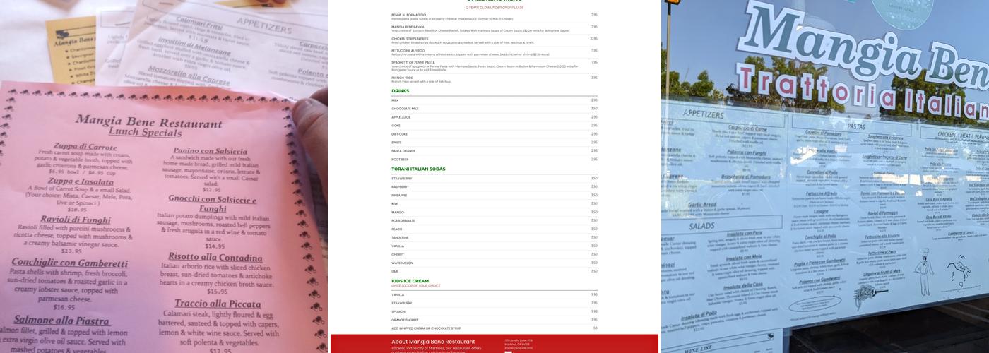 Mangia Bene Restaurant Menu