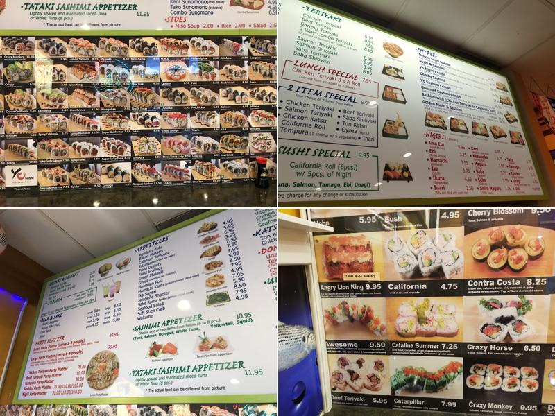 Yo Sushi Menu