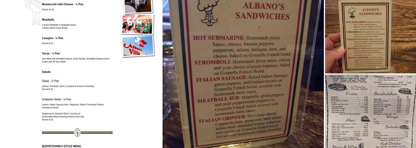 Albano's Villa Menu
