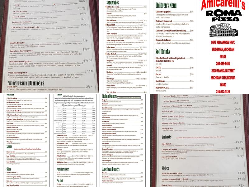 Roma Pizza Menu