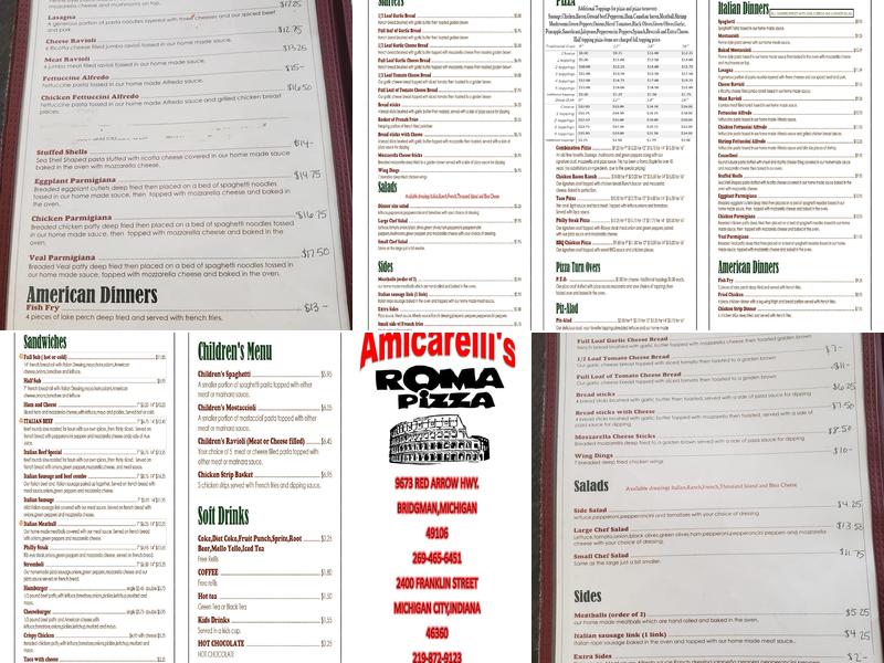 Roma Pizza Menu