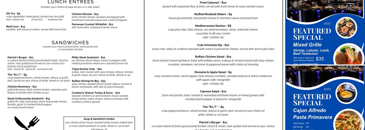 Patrick's Grille Menu