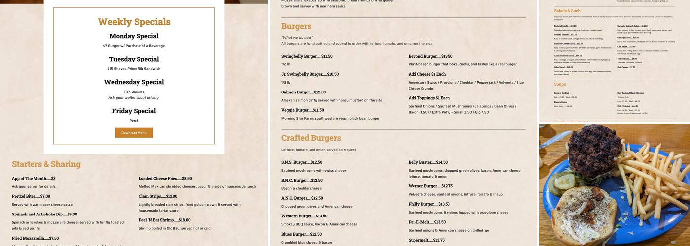 Swingbelly's Menu