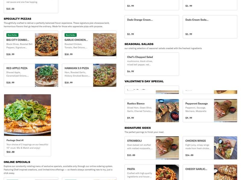 Red Apple Pizza Menu