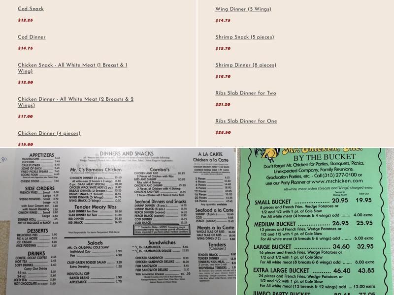 Mr. Chicken Menu