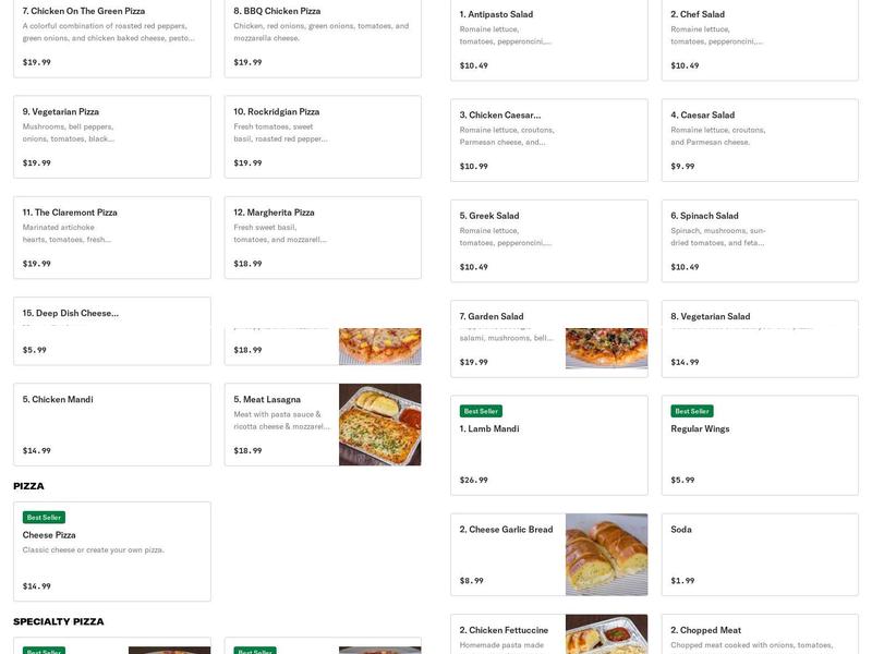 Red Pepper Pizza Menu
