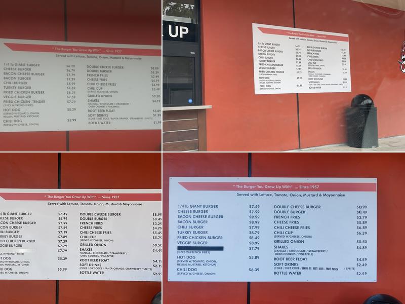 1/4 Giant Burger Menu