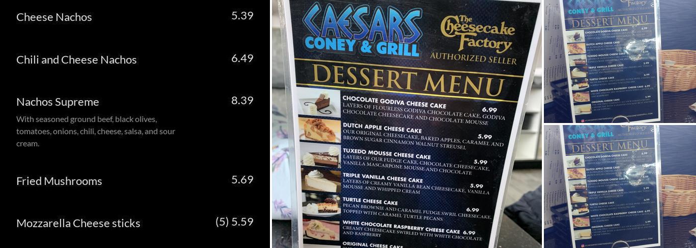 Caesar's Coney & Grill Menu