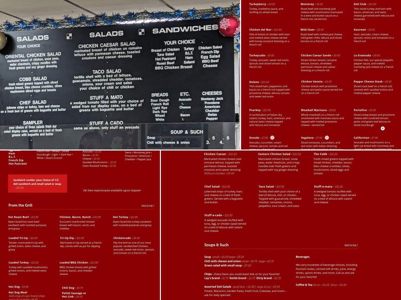 Pop's Deli & Grill Menu