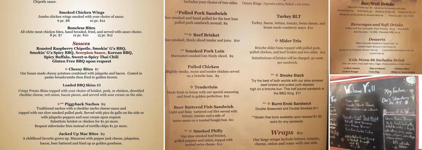 Smokin' G's BBQ Catering Menu