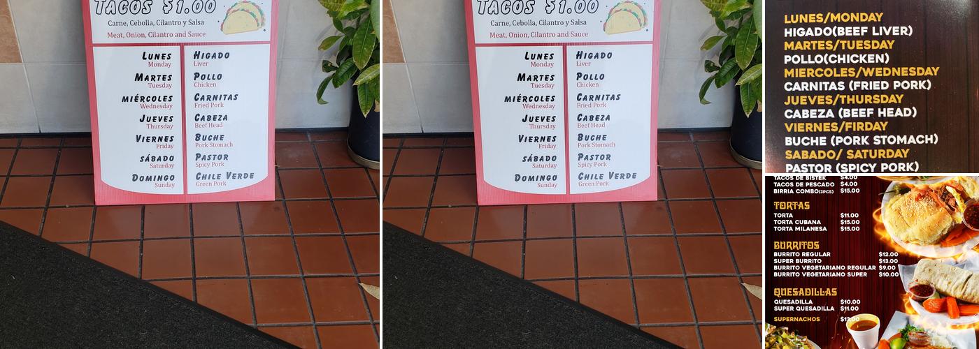 El Indio Taqueria Menu
