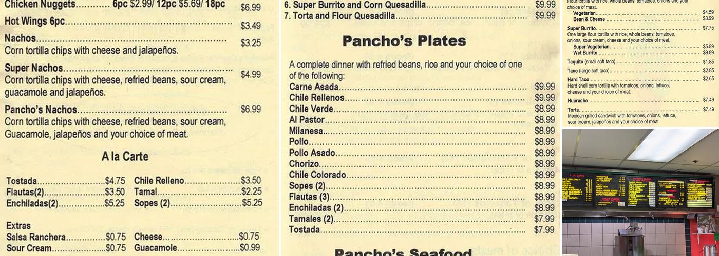 PaPa Pancho's Taqueria Menu