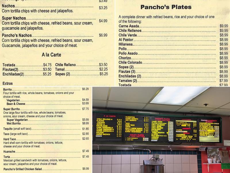 PaPa Pancho's Taqueria Menu