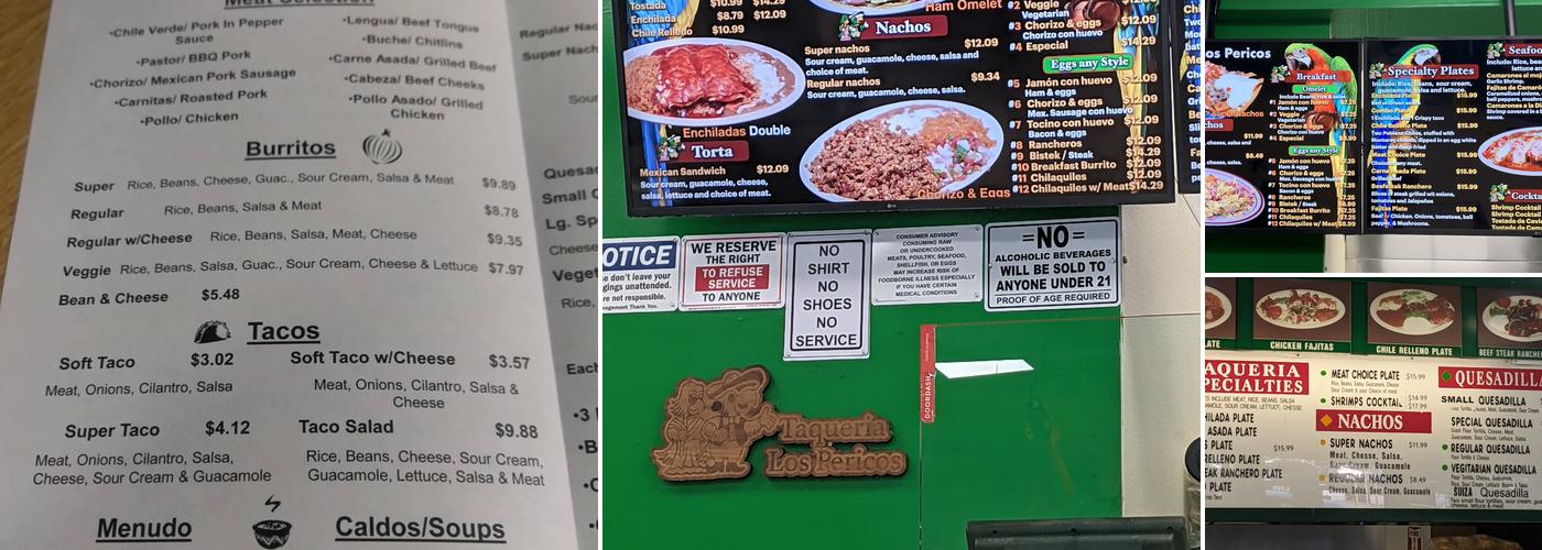 Taqueria Los Pericos Menu