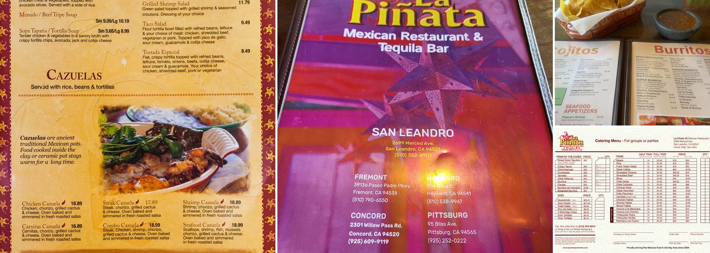 La Piñata Menu