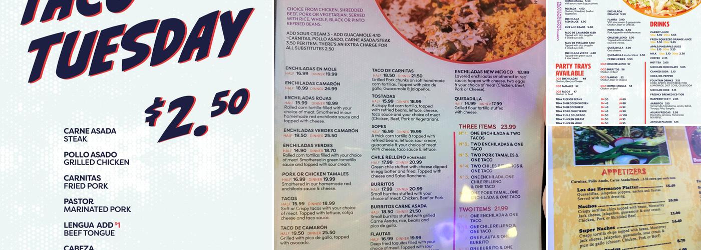 Los Dos Hermanos Menu