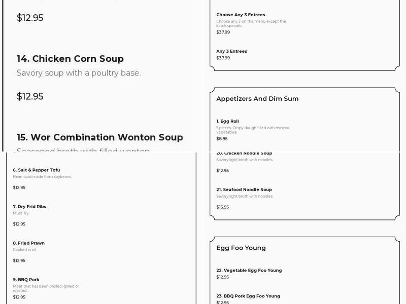 Kingkong Imperial Restaurant Menu