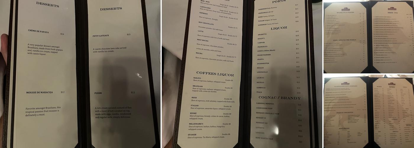 Taurinus Brazilian Steakhouse Menu