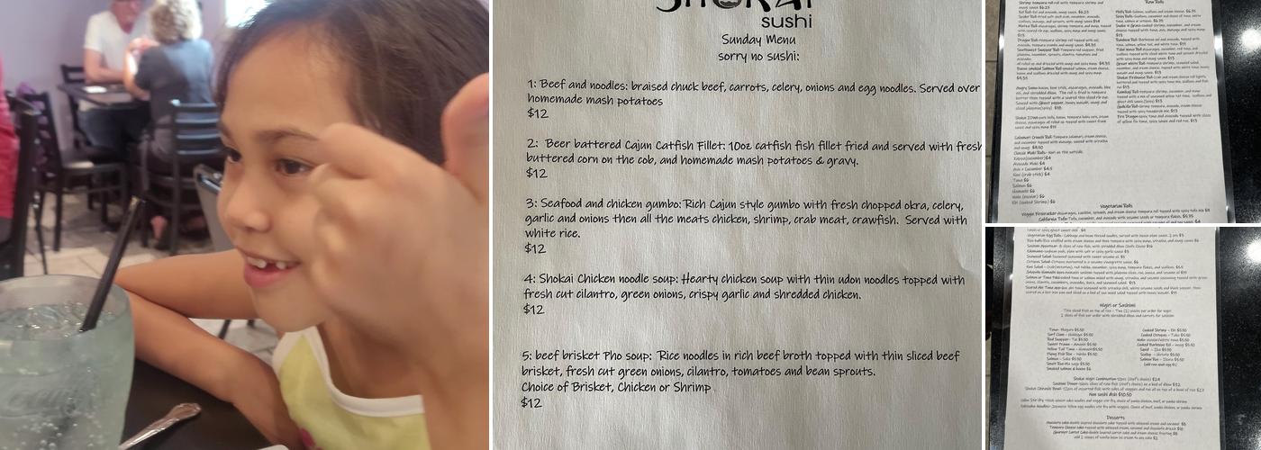 Shokai Sushi Menu
