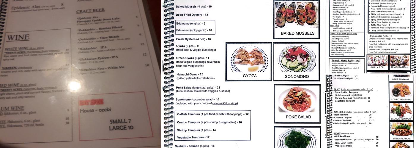 Sapporo Japanese Restaurant Menu