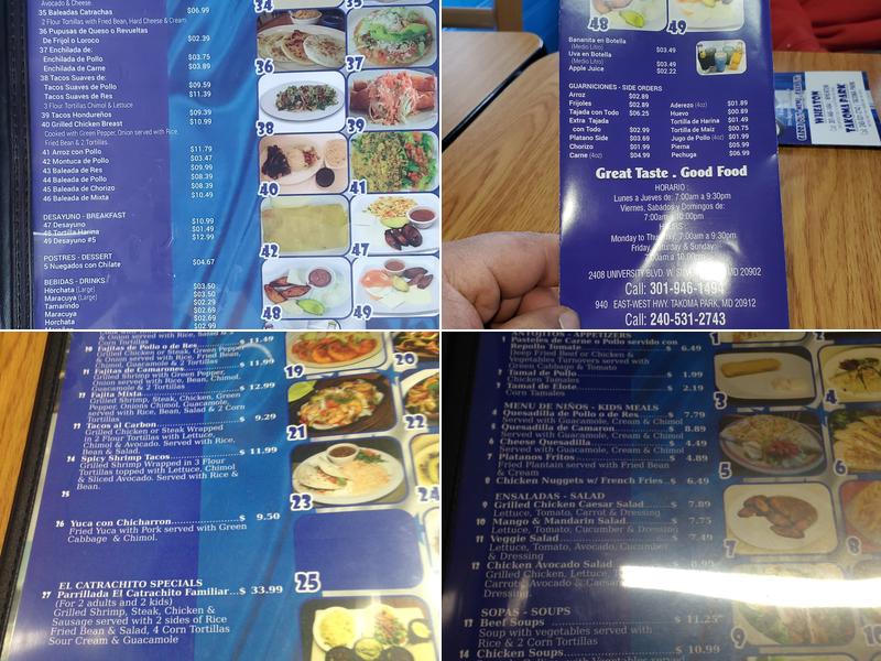 El Catrachito Restaurant Menu