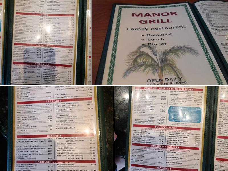 Manor Grill Menu