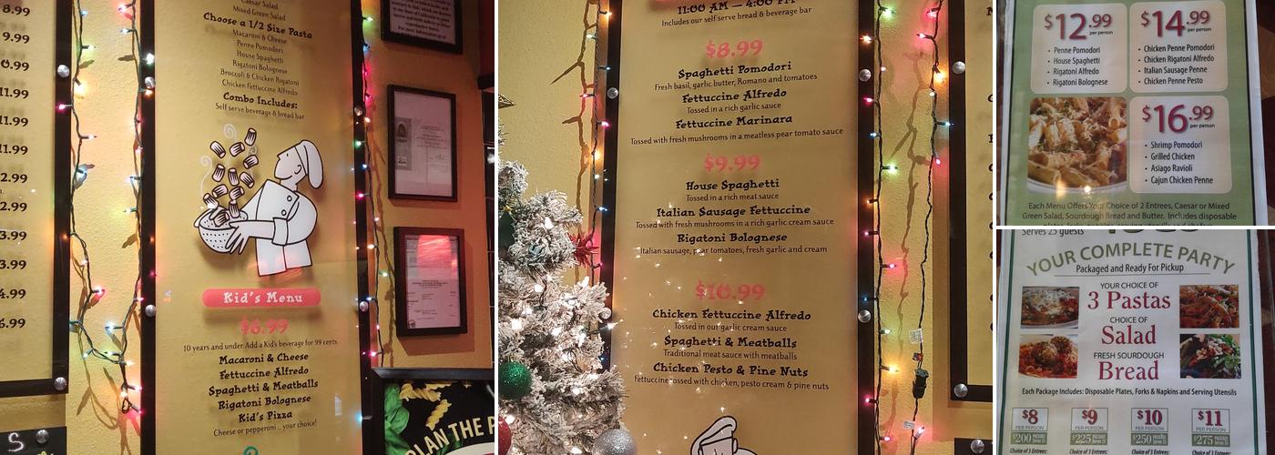Rigatoni's Restaurant - Castro Valley Menu