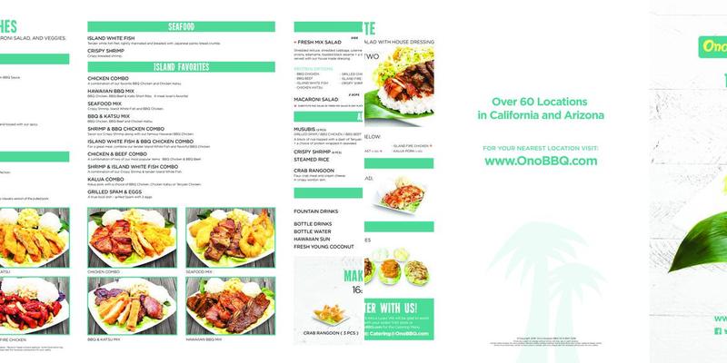 Ono Hawaiian BBQ Menu