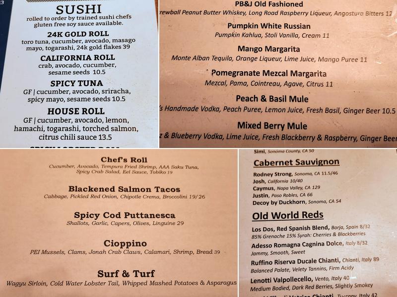 Tom's Oyster Bar Menu