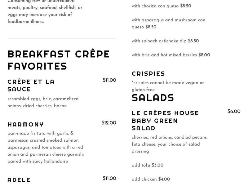 Le Crepe Menu