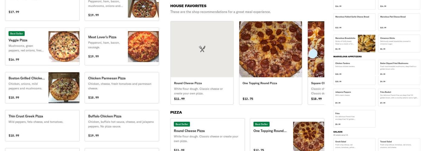 Pizza Marvelous Menu