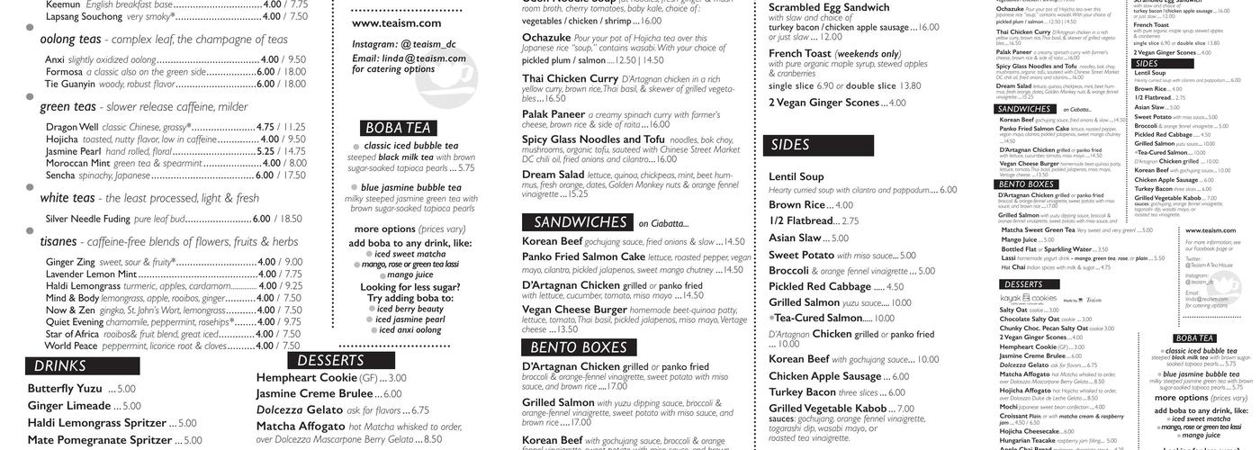 Teaism Penn Quarter Menu