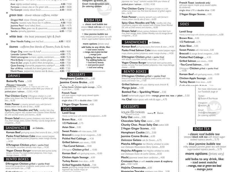 Teaism Penn Quarter Menu