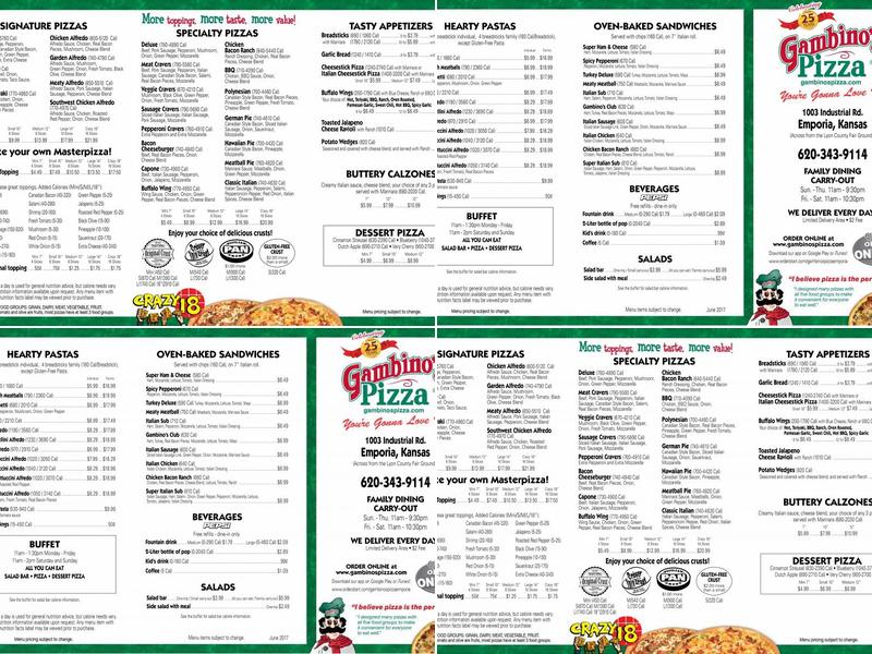 Gambino's Pizza Menu