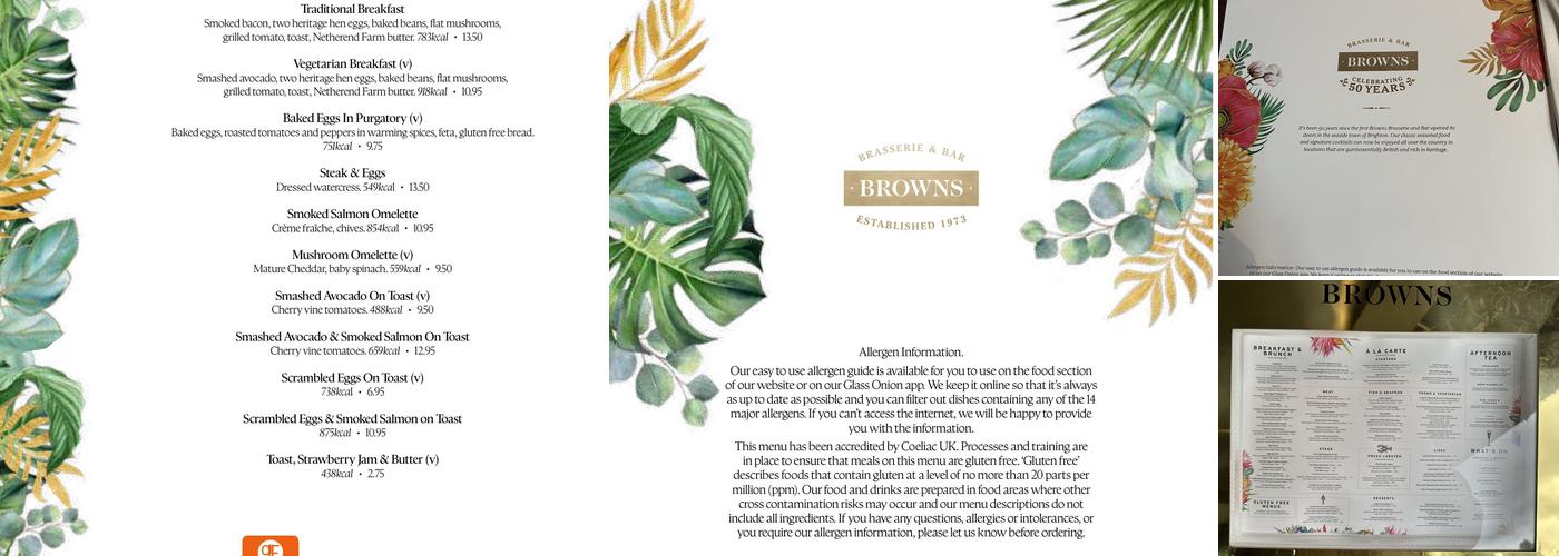 Browns Oxford Menu