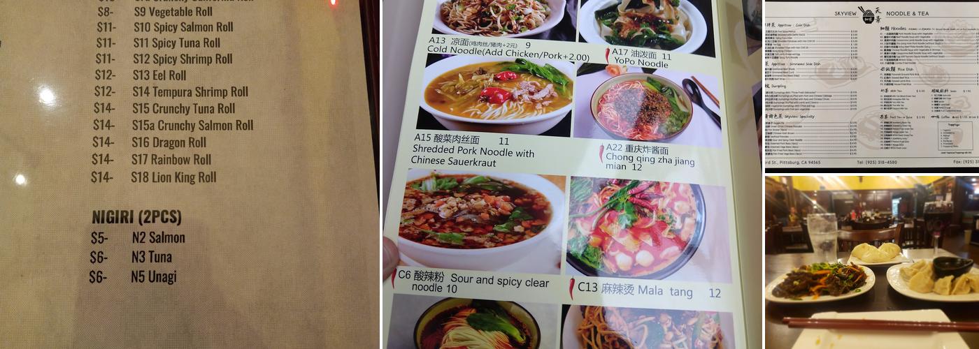 Skyview Noodle & Tea Menu