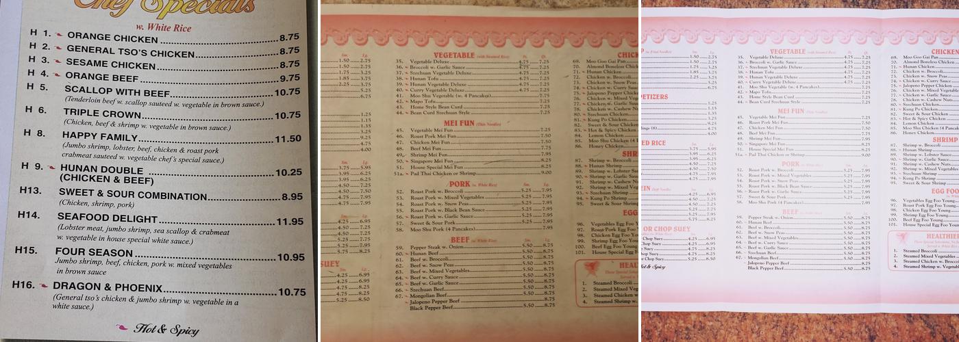 China Garden Restaurant Menu