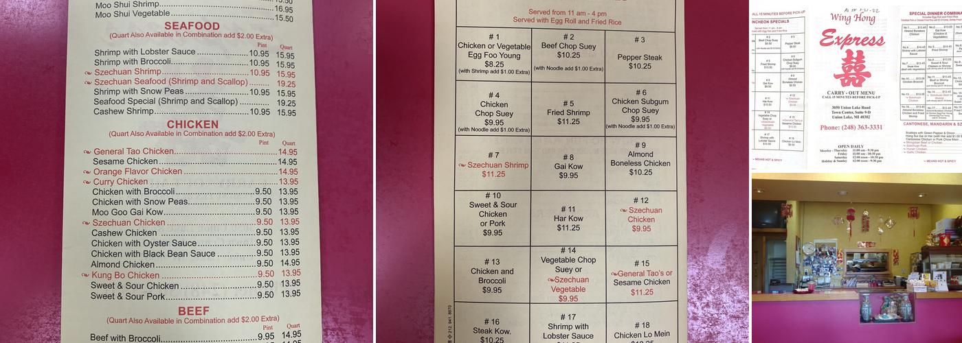 Wing Hong's Express Menu