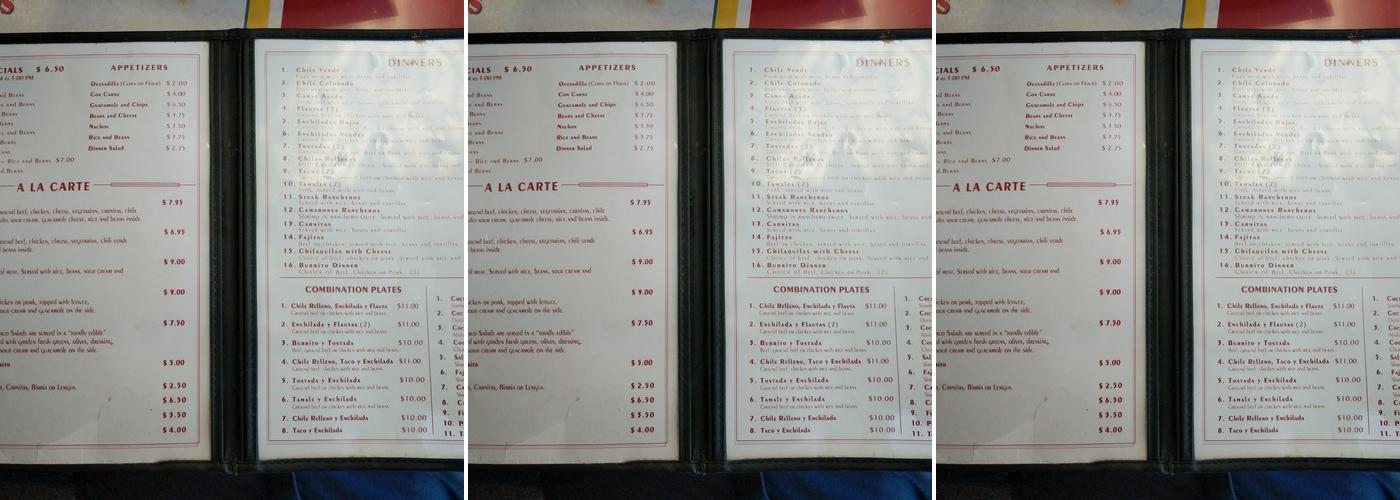 Los 3 Amigos Menu