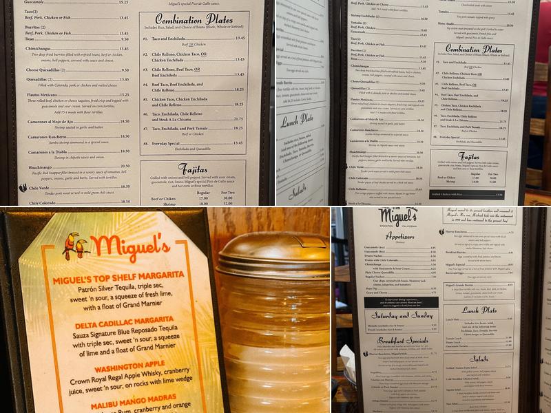 Miguel's Méxican Dining Menu